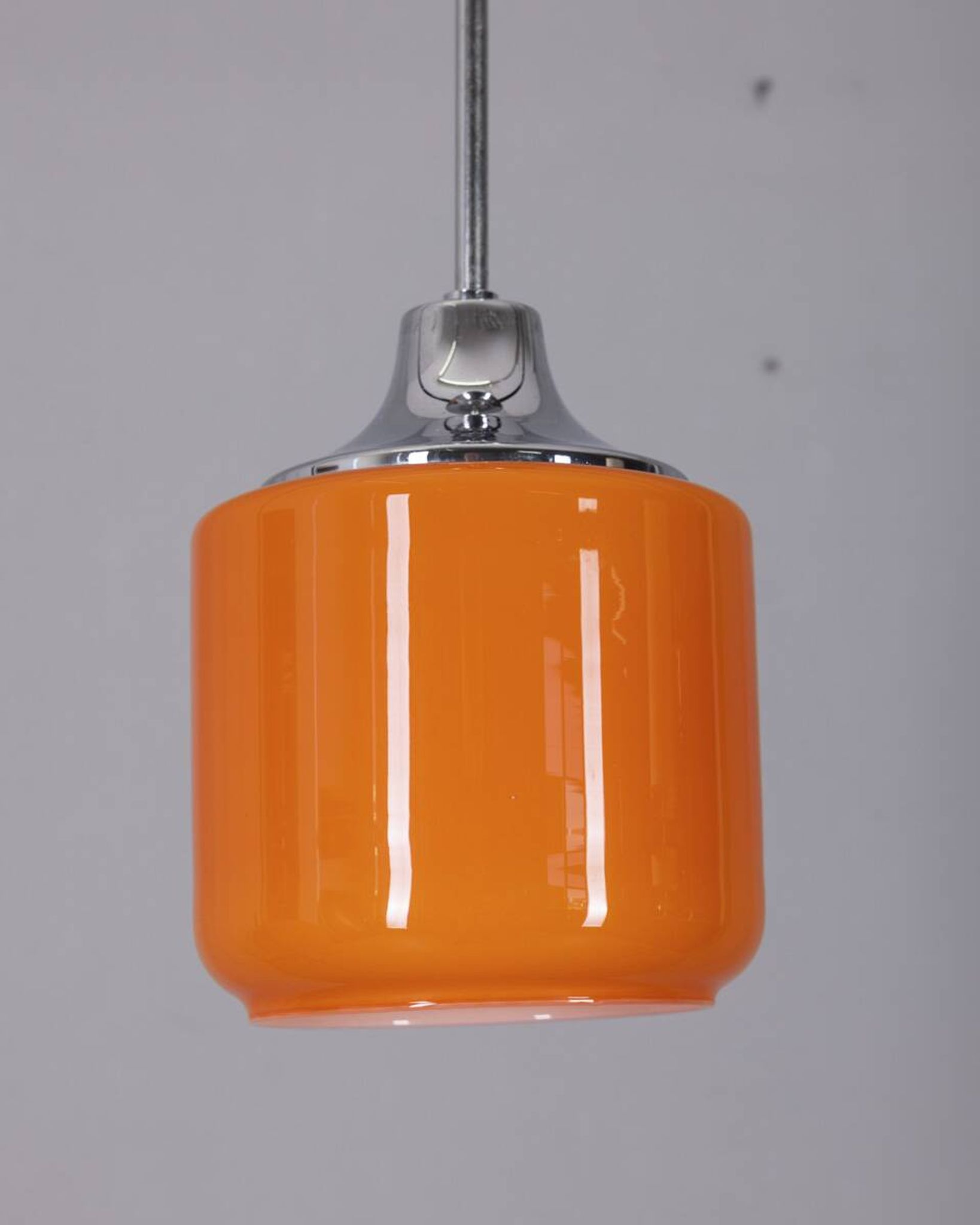 Vintage 1970s chandelier in metal and orange glass, italian design