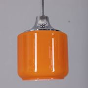 Vintage 1970s chandelier in metal and orange glass, italian design