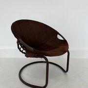 Fauteuil boule vintage en daim par Lusch & Co., 1970s