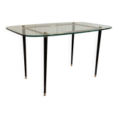 Table basse design 1950 verre et métal.