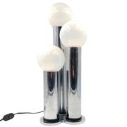 Hollywood regency 3 lights metal and opaline glass table lamp, Lama, Italy 1970s