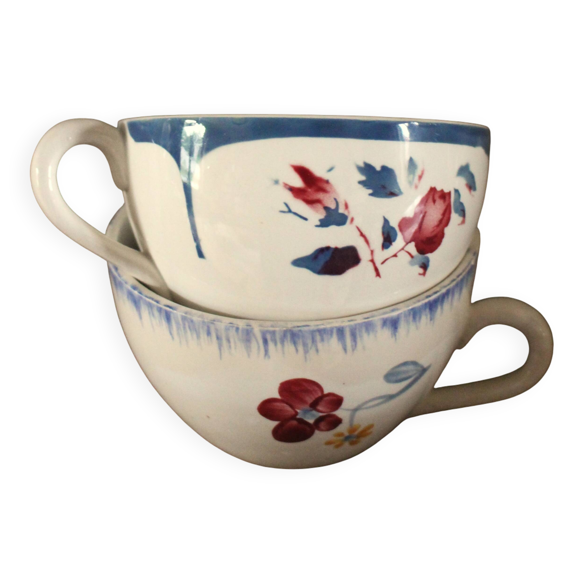 Set of 2 Blue Ninette Marie Lou Digoin Sarreguemines cups