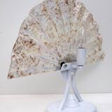 Pair of Postmodern Italian Iridescent Murano Glass Fan Table Lamps, 1980s