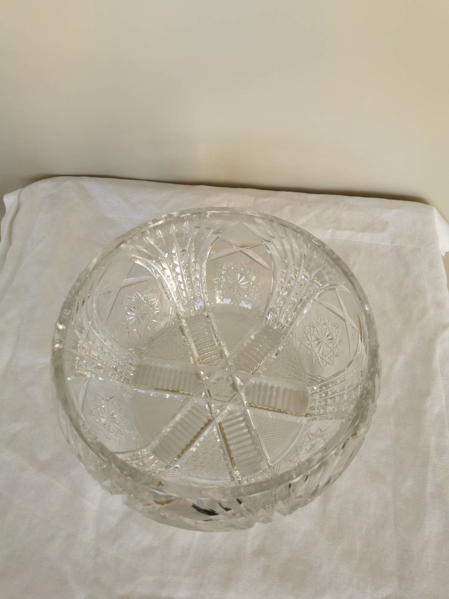 Vintage 1970s Lead Crystal Bowl: Bohemian Table Centerpiece