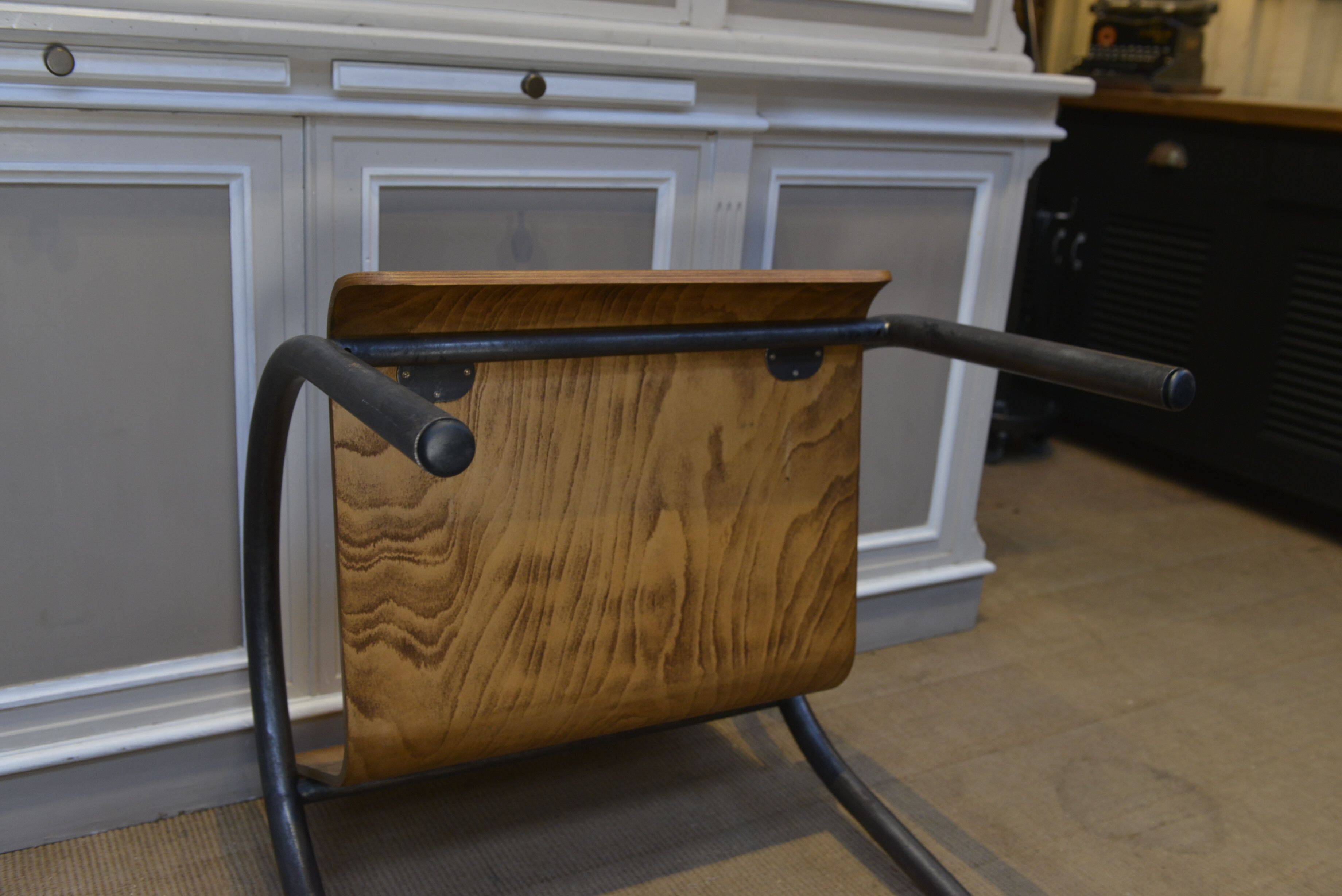 Pair of Vintage Design Armchairs in Metal and Wood, 1950s