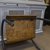 Pair of Vintage Design Armchairs in Metal and Wood, 1950s