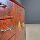 Vintage red chinoiserie cabinet, 1970s