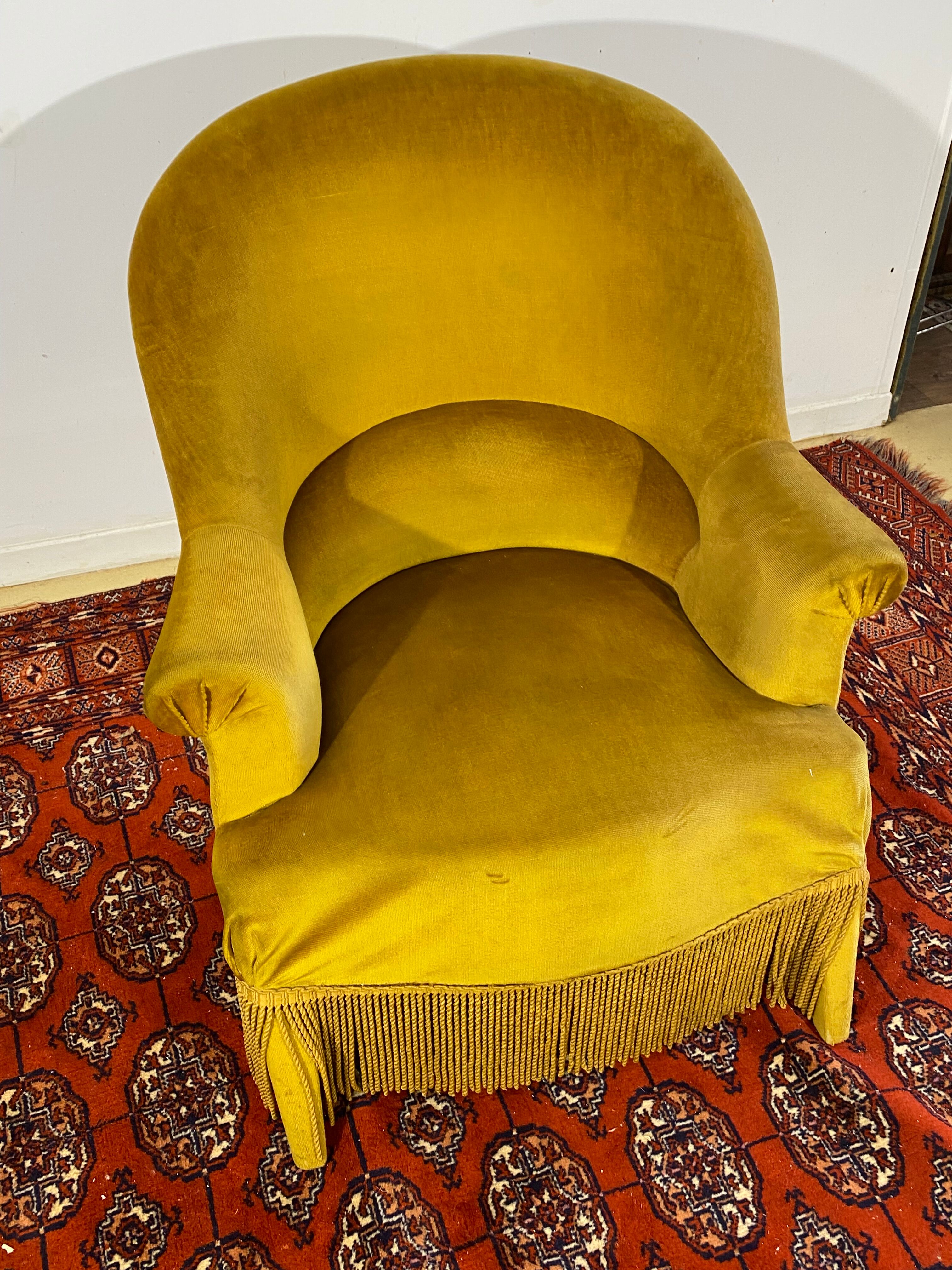 Toad armchair style Napoleon III Mustard