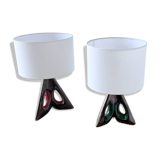 Paire de lampes céramiques forme libre triangle