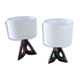 Pair of ceramic lamps in free-form triangle shape