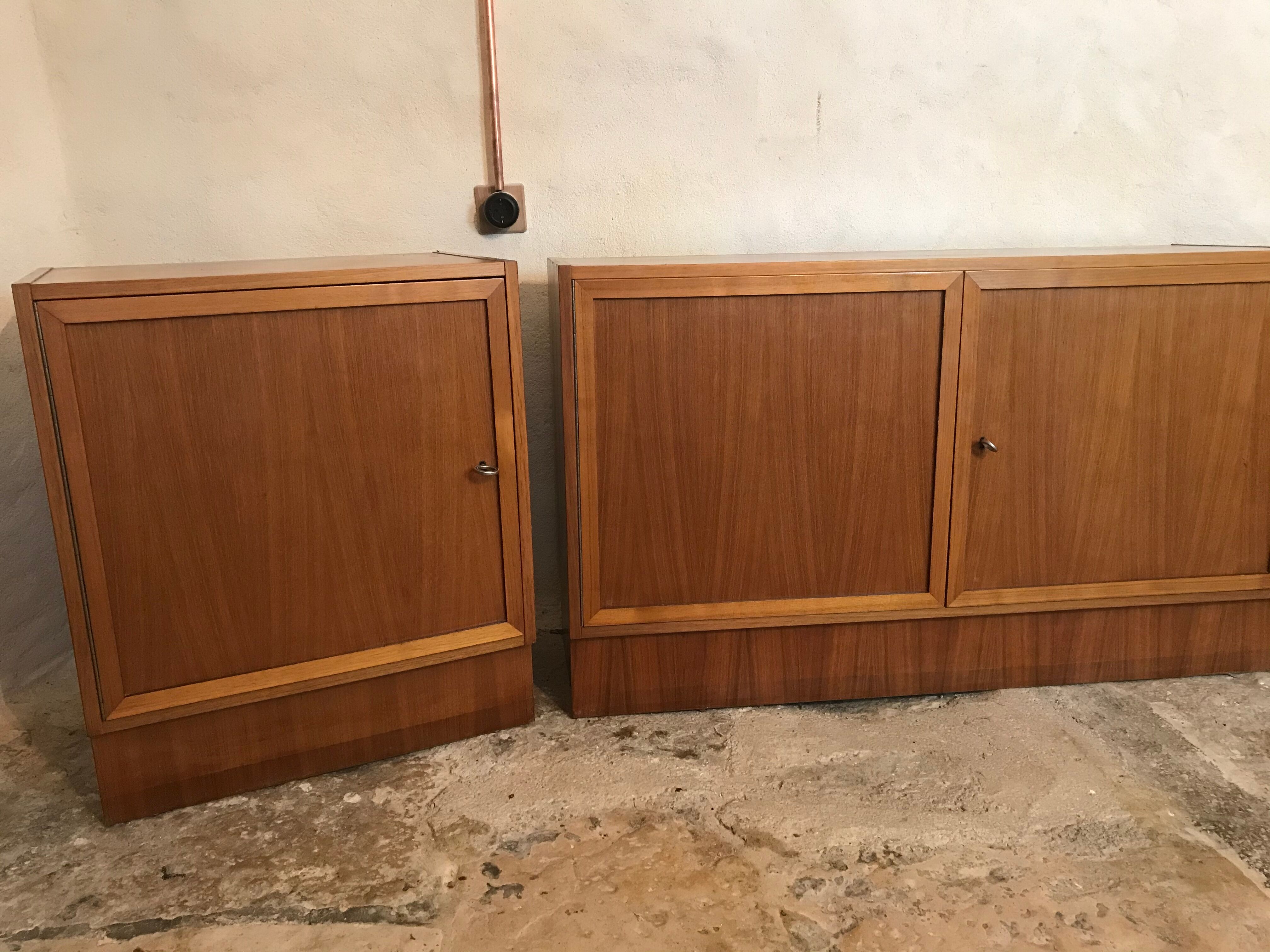 Set de trois modules enfilade style scandinave teck blond 1960