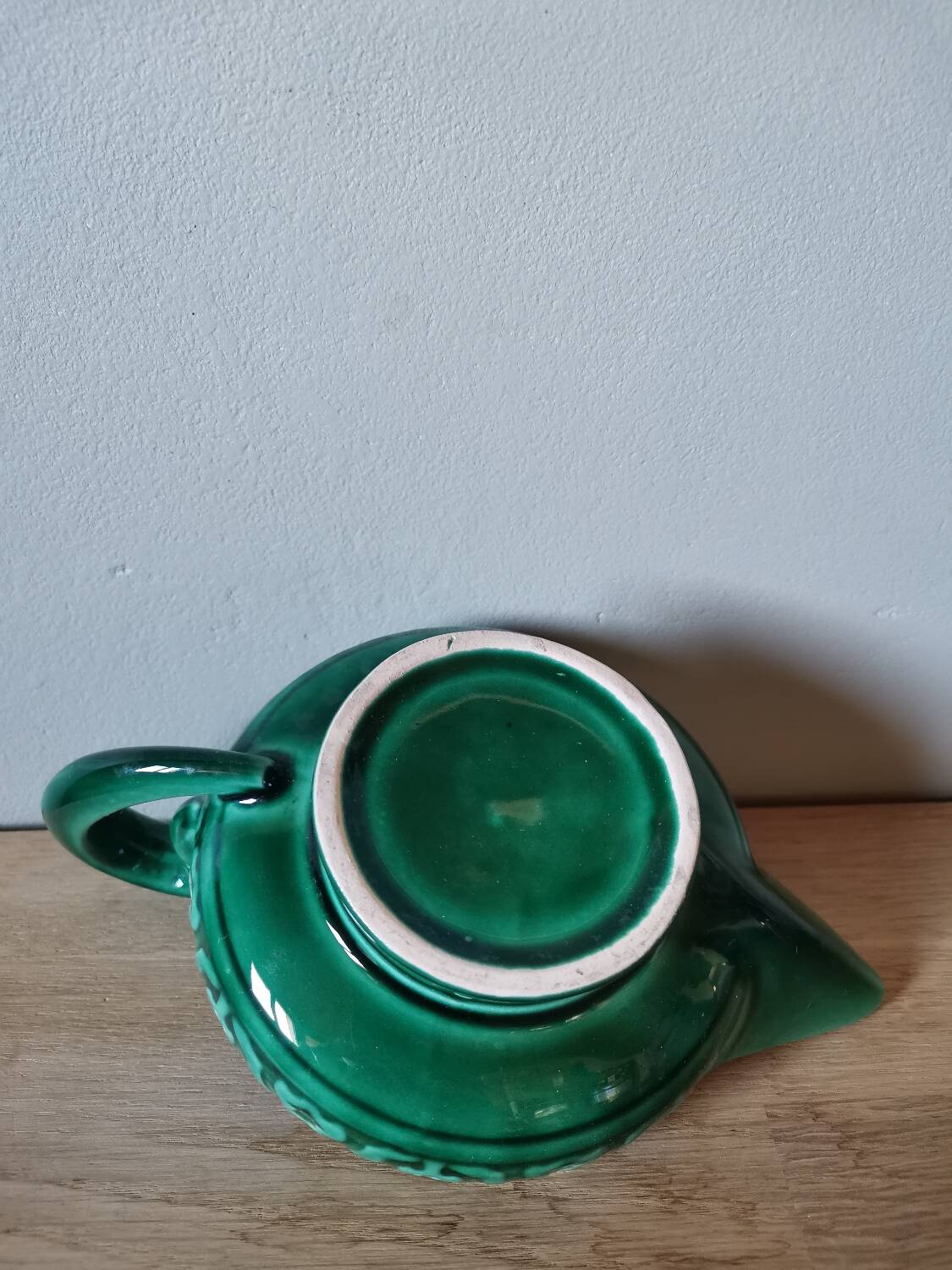 Vintage candle holder in green slip