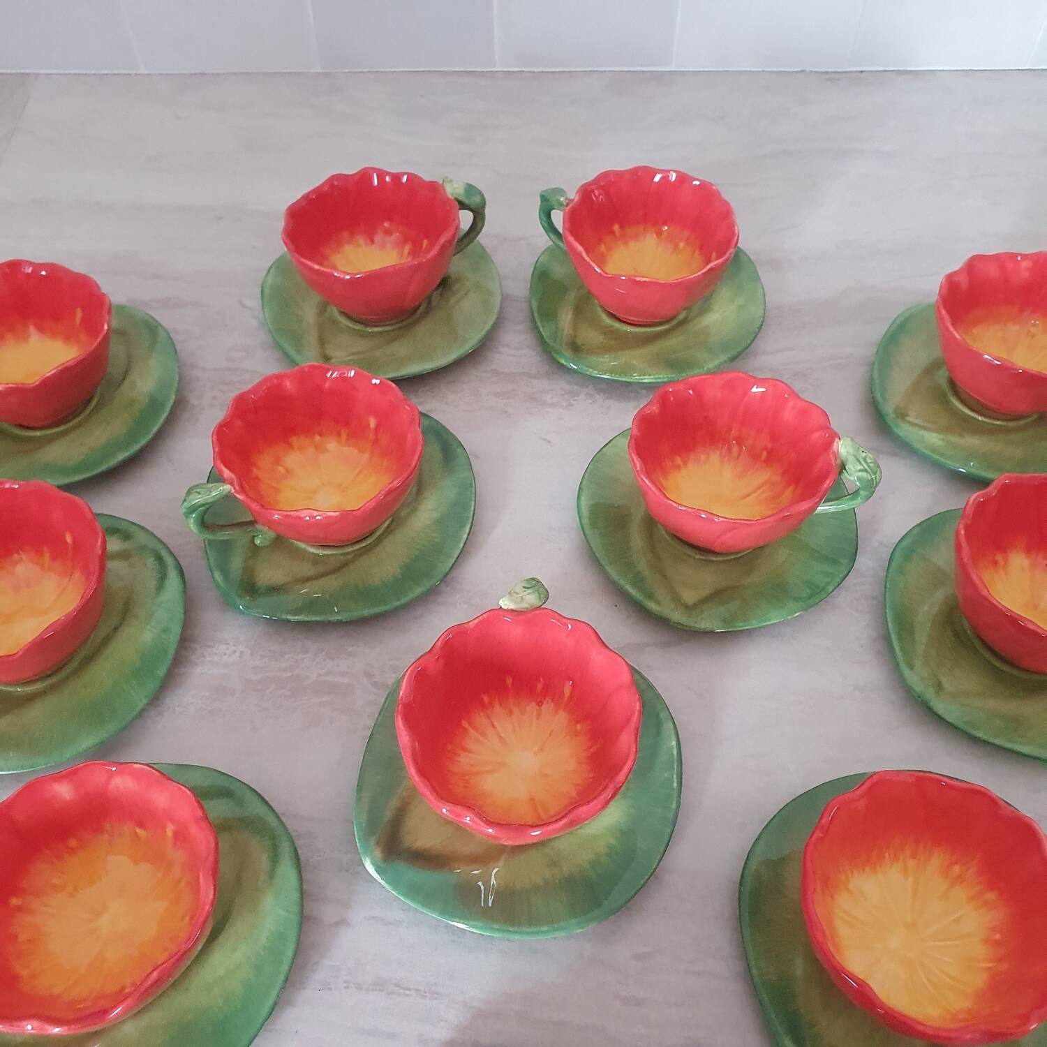 Barbotine flower coffee and tea service