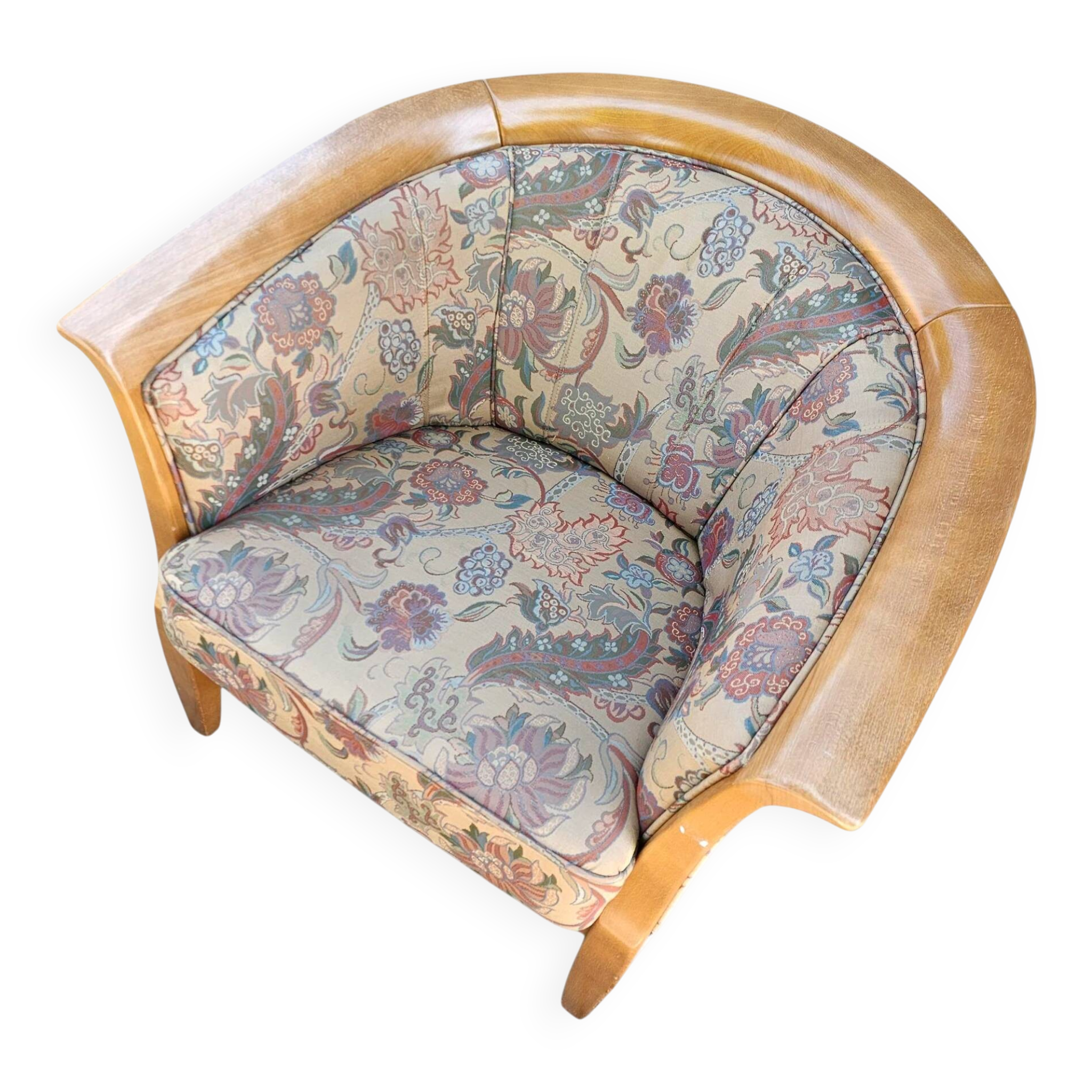 2 x armchair / club chair / floral fabric / 1980s