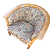 2 x armchair / club chair / floral fabric / 1980s