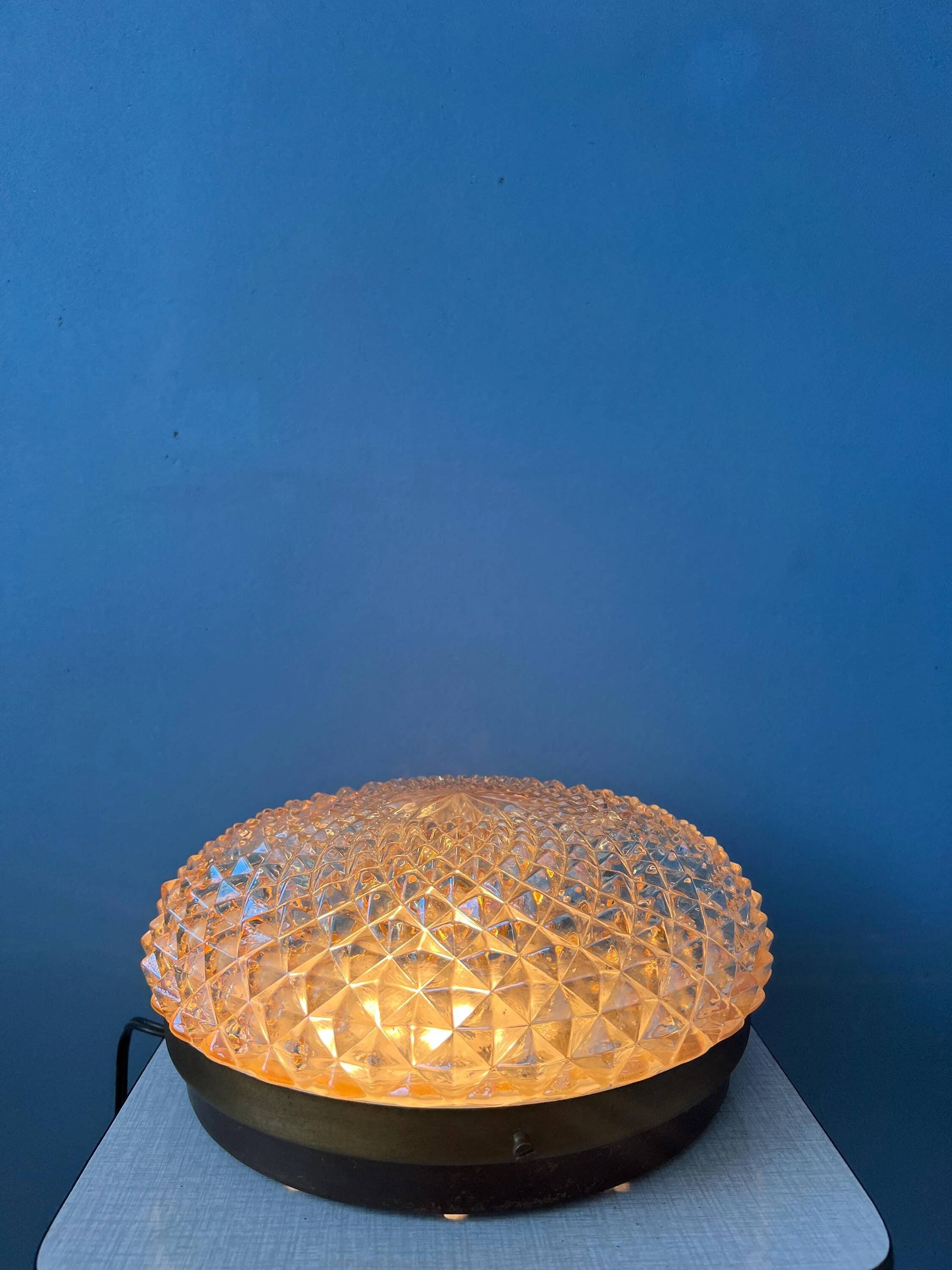Plafonnier encastré Mid-Century en verre cristal
