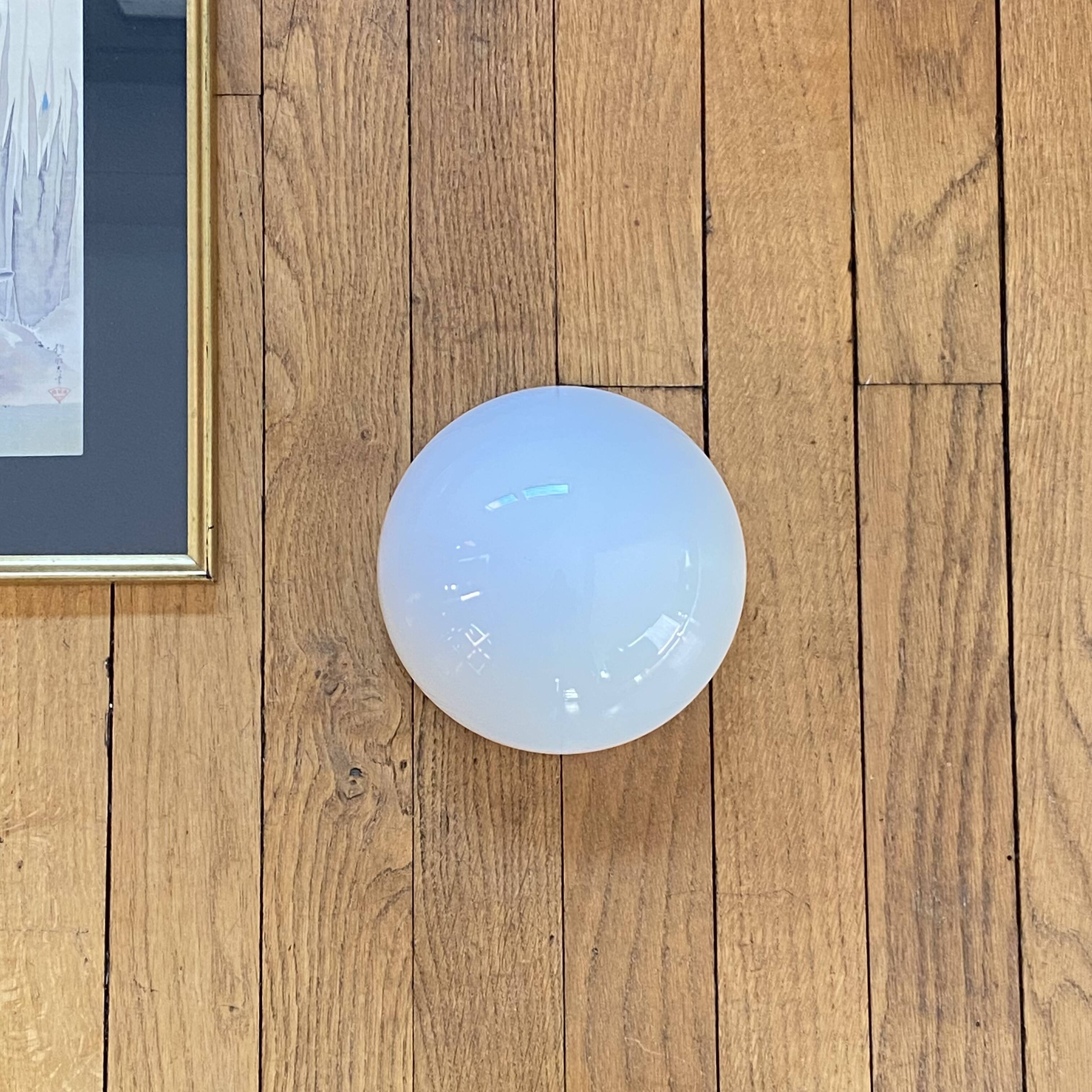 Small antique ceiling light or half-moon wall sconce 16 cm white glass