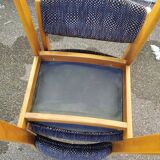 Set of 4 chairs in blond wood and gray fabric - vintage