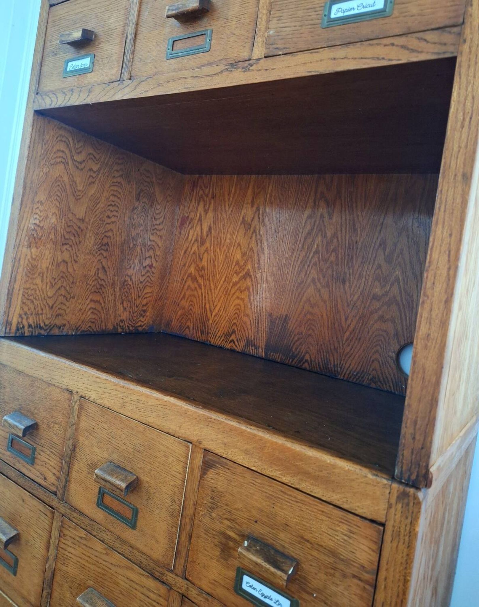 Very large vintage workshop furniture with 30 drawers, haberdashery compartments.