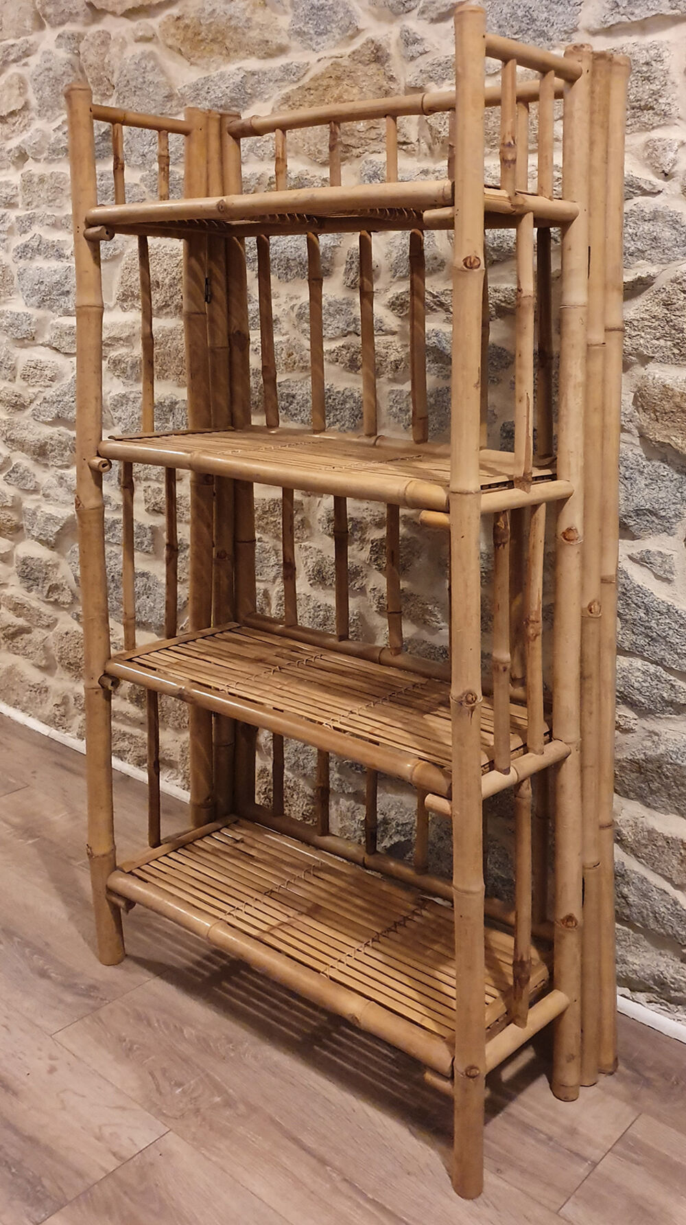 bamboo folding library, vintage, 60s