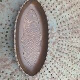 Glazed ceramic dish with fish pattern in relief friesbud melitta germany katen geschler 70