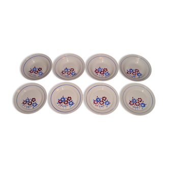 Lot of 8 plates in the ' 60s, KG model Lunéville "sylvain" earthenware