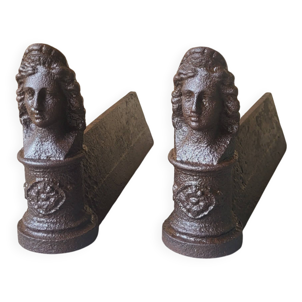 Paire de chenets en fonte XIXème