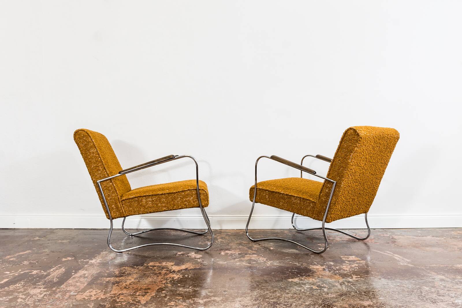 Pair Of Mid Century Orange Armchairs From Fabryka Mebli Wschód Zadziele, 1950s
