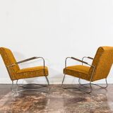 Paire de fauteuils orange vintage de Fabryka Mebli Wschód Zadziele, 1950