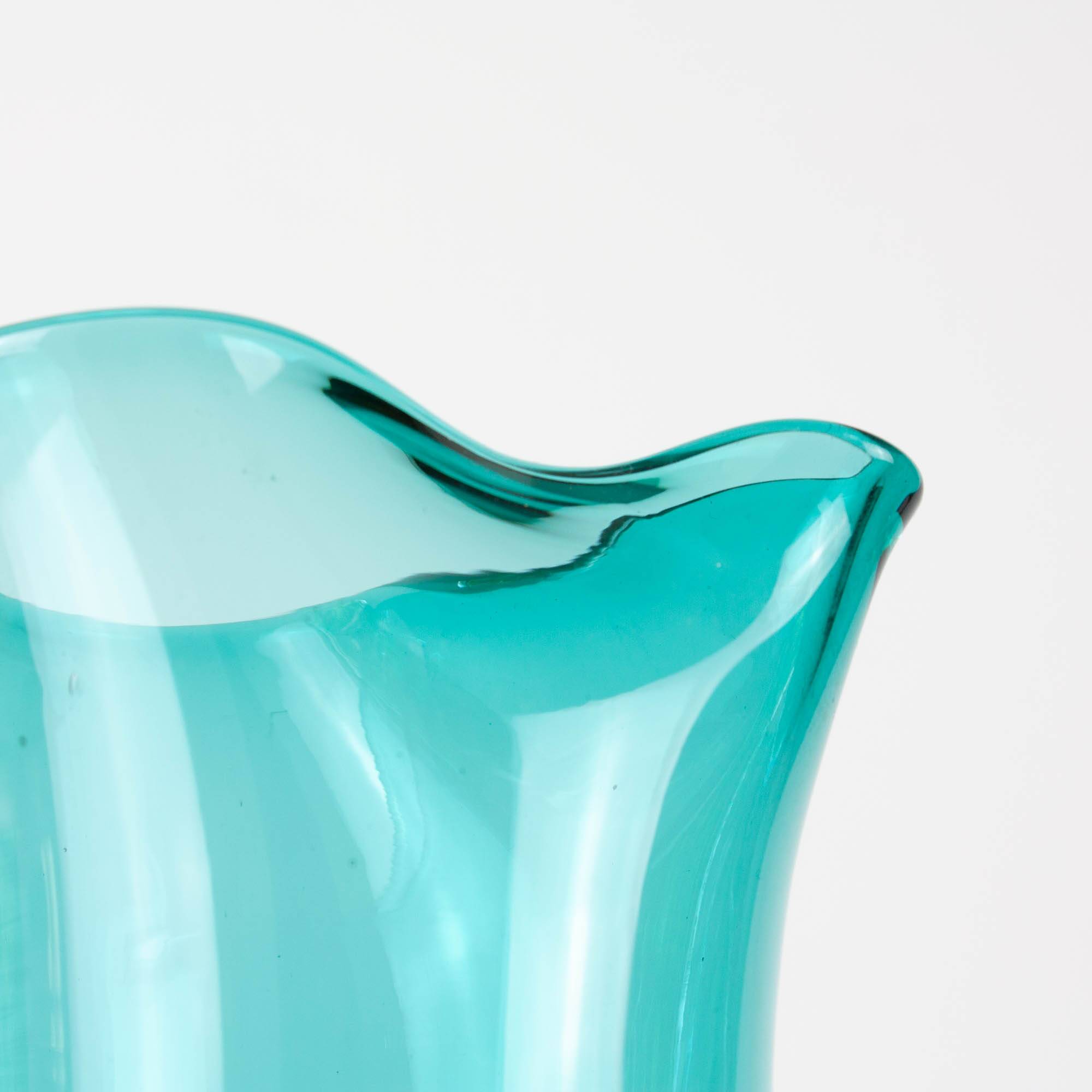 1960s Portuguese Turquoise Glass Jug