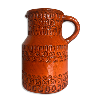 Bitossi Ceramiche orange pitcher vase by Aldo Londi Italian design