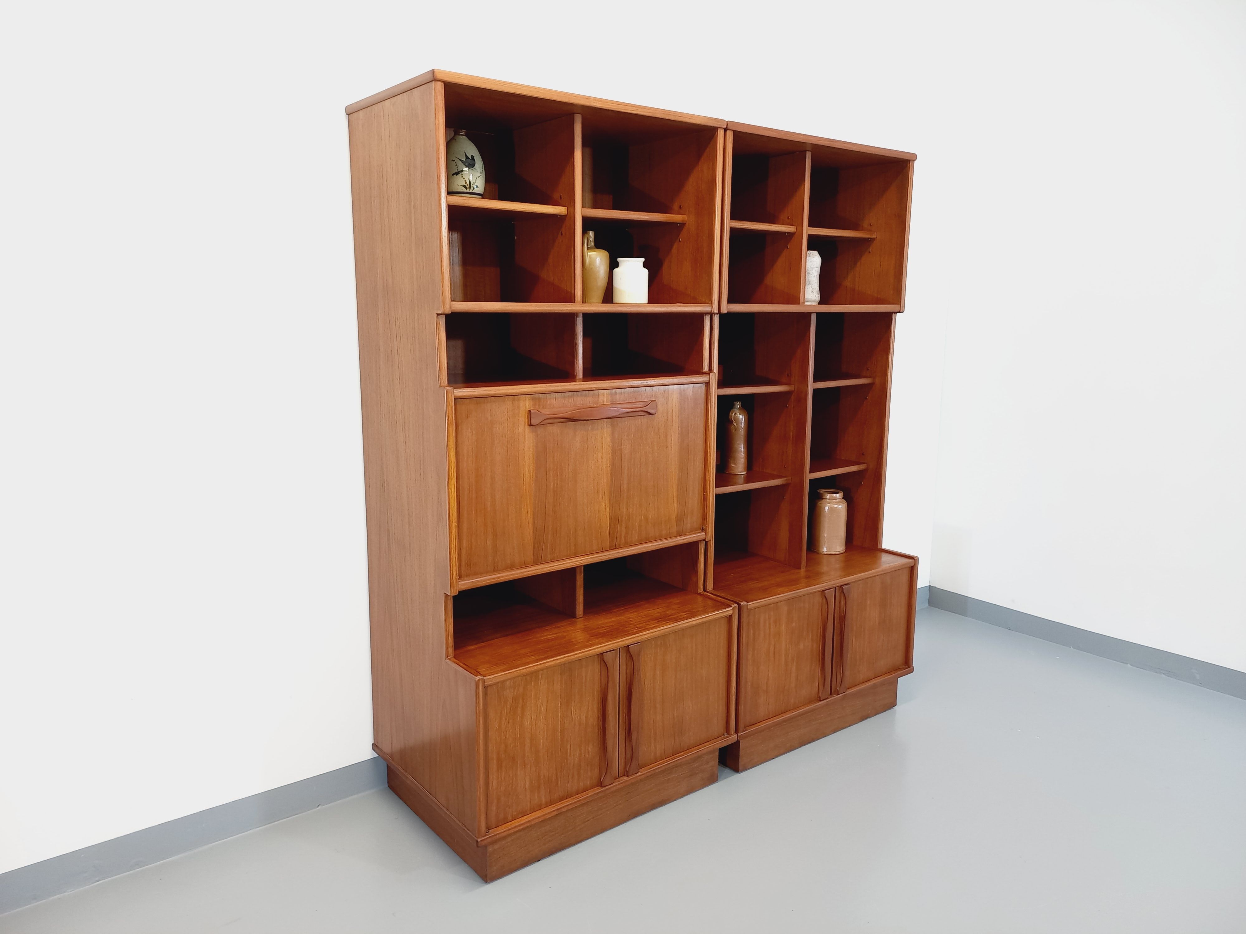 Vintage Scandinavian double bookcase in teak from the 60s