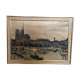 Old painting on canvas buffet 56 Notre Dame Paris + vintage wooden frame