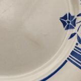 Series of 6 vintage plates demi-porcelaine badonviller art deco blue flowers