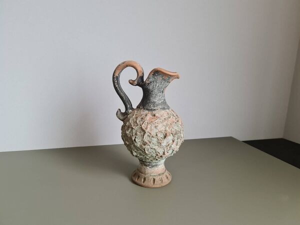 Vase pichet brutalist en terre cuite signé / 1970 / céramique / vintage