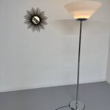 Floor lamp in white metal and plastic, Swisslamps SLZ design, vintage 80s