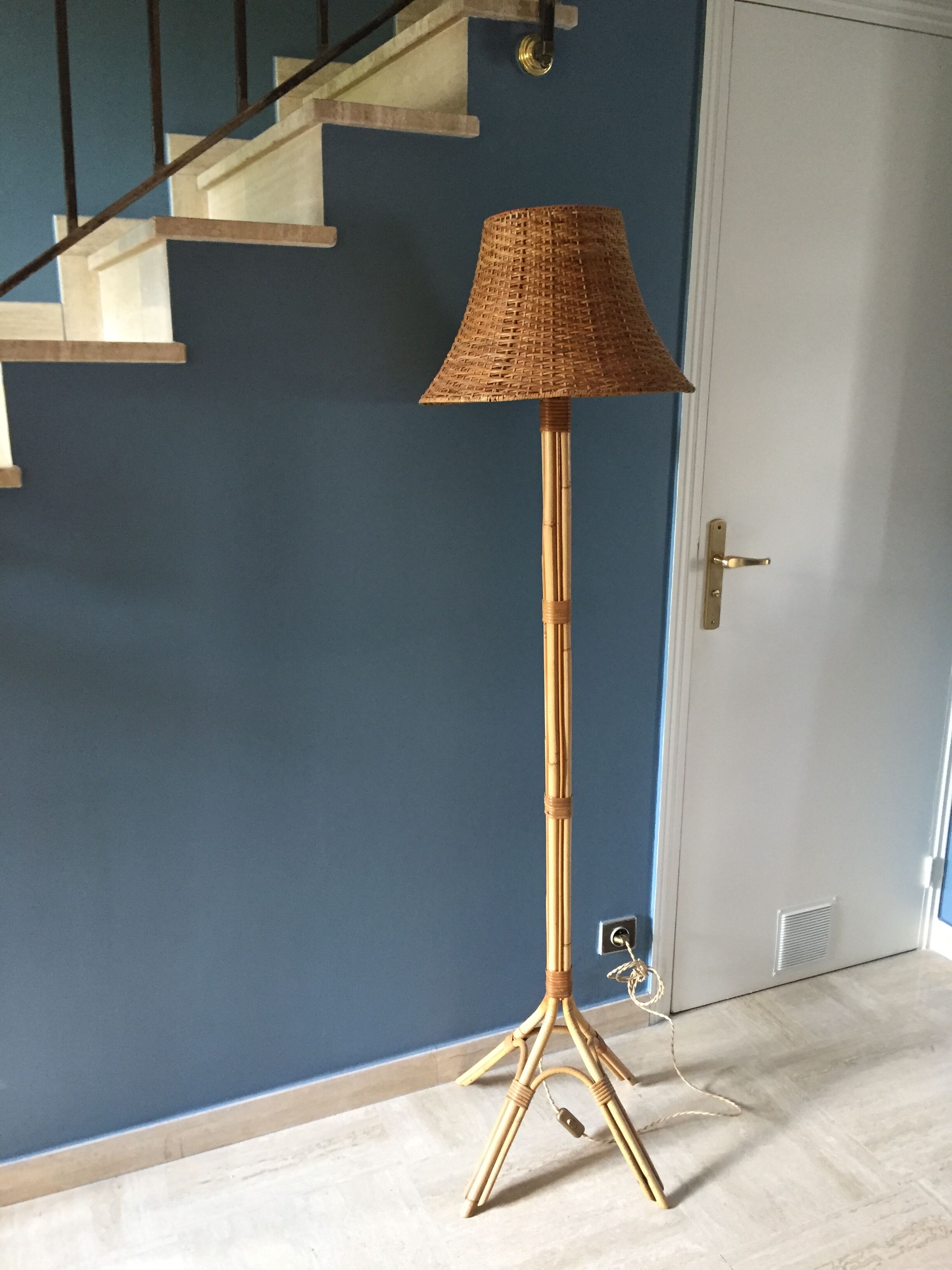 Rattan & bamboo vintage 1960 lamp