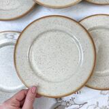8 Petites Assiettes en grès moucheté Tulowice mid century XXe