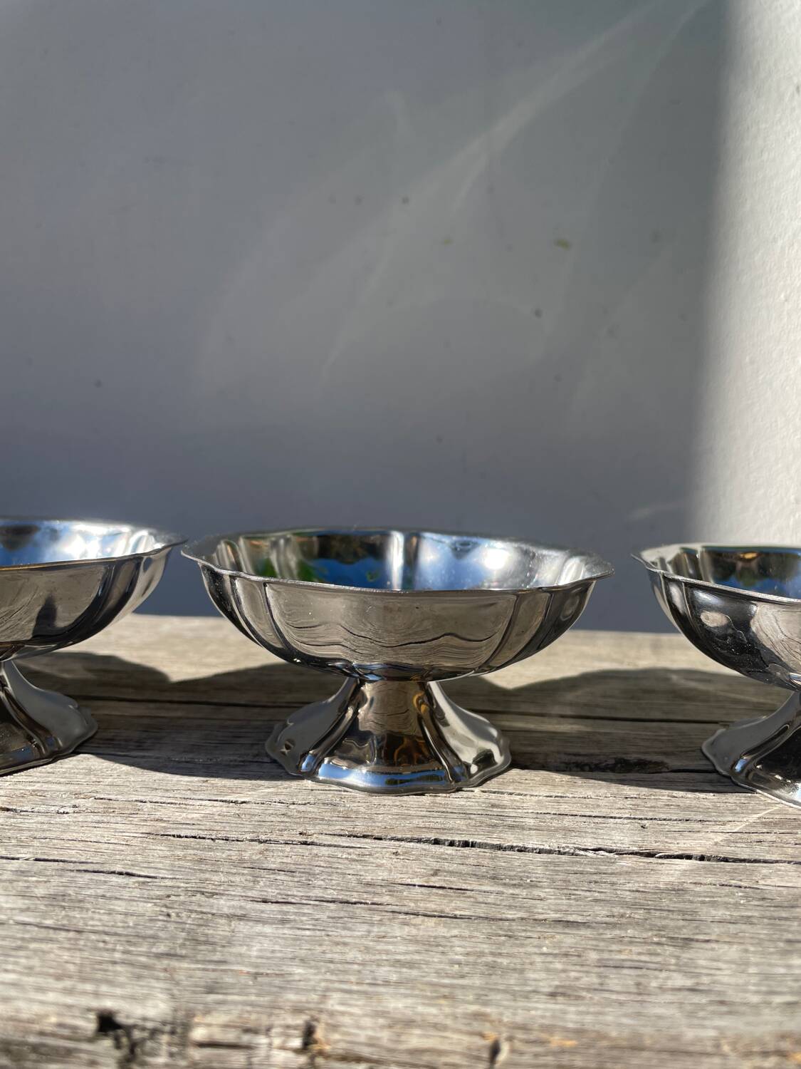 5 stainless steel cups 1970