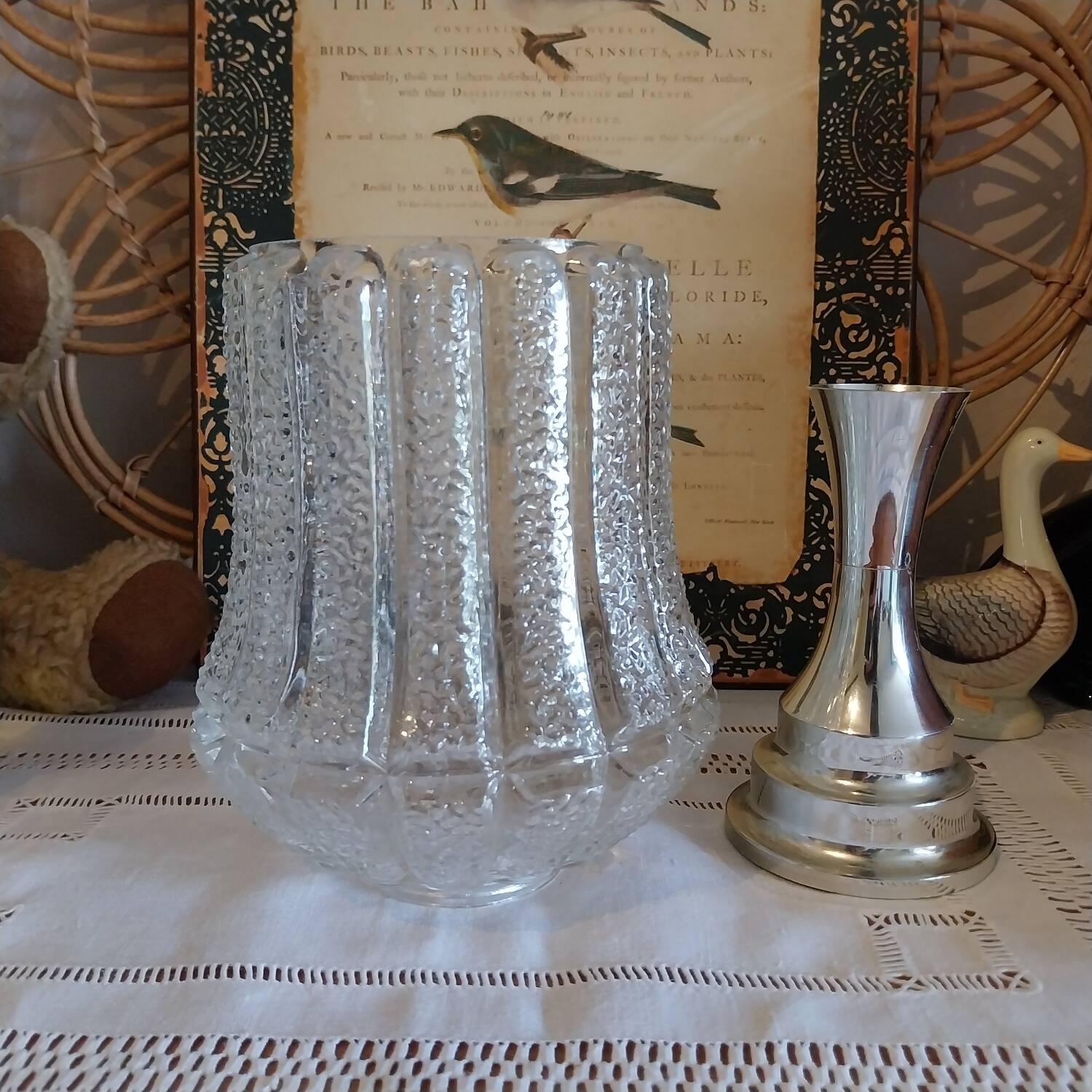 Vintage textured glass lampshade