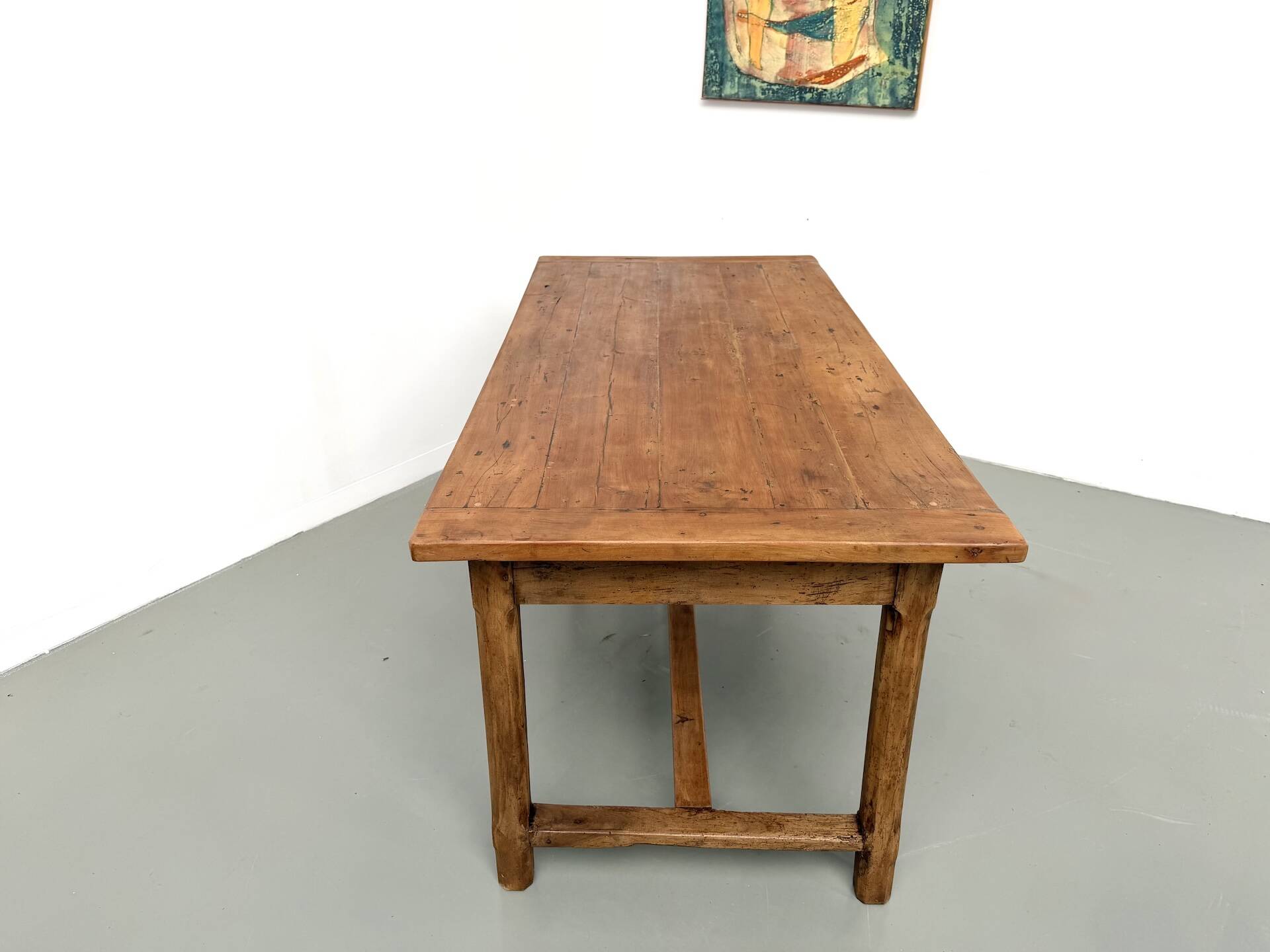 Farm table in solid cherry wood, one drawer, 1950s.