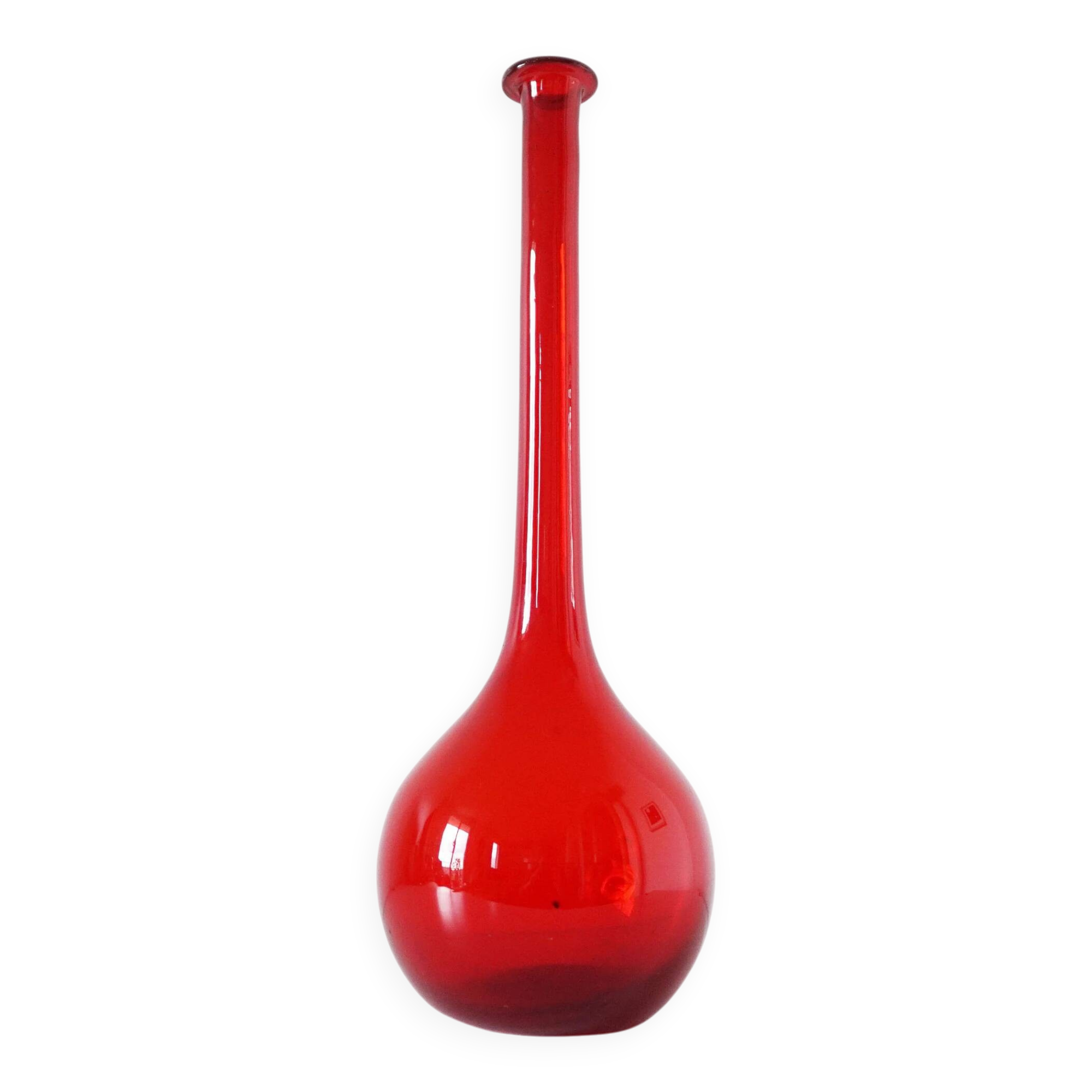 Italian blown glass bottle red EMPOLI