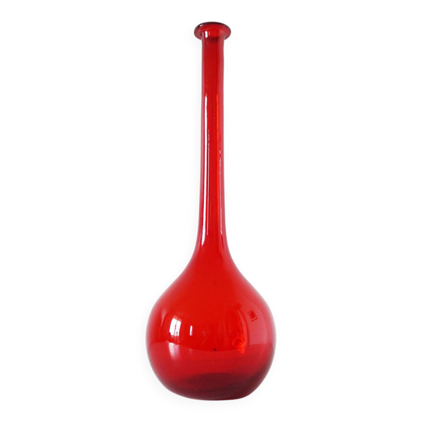 Bouteille Empoli italienne en verre soufflé rouge