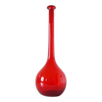 Italian blown glass bottle red EMPOLI