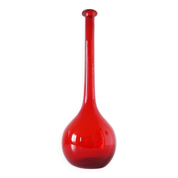 Italian blown glass bottle red EMPOLI