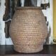 Old basket with lid, straw and bramble, woven basket, decoration