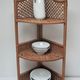 Corner shelf made of vintage braided natural fibers