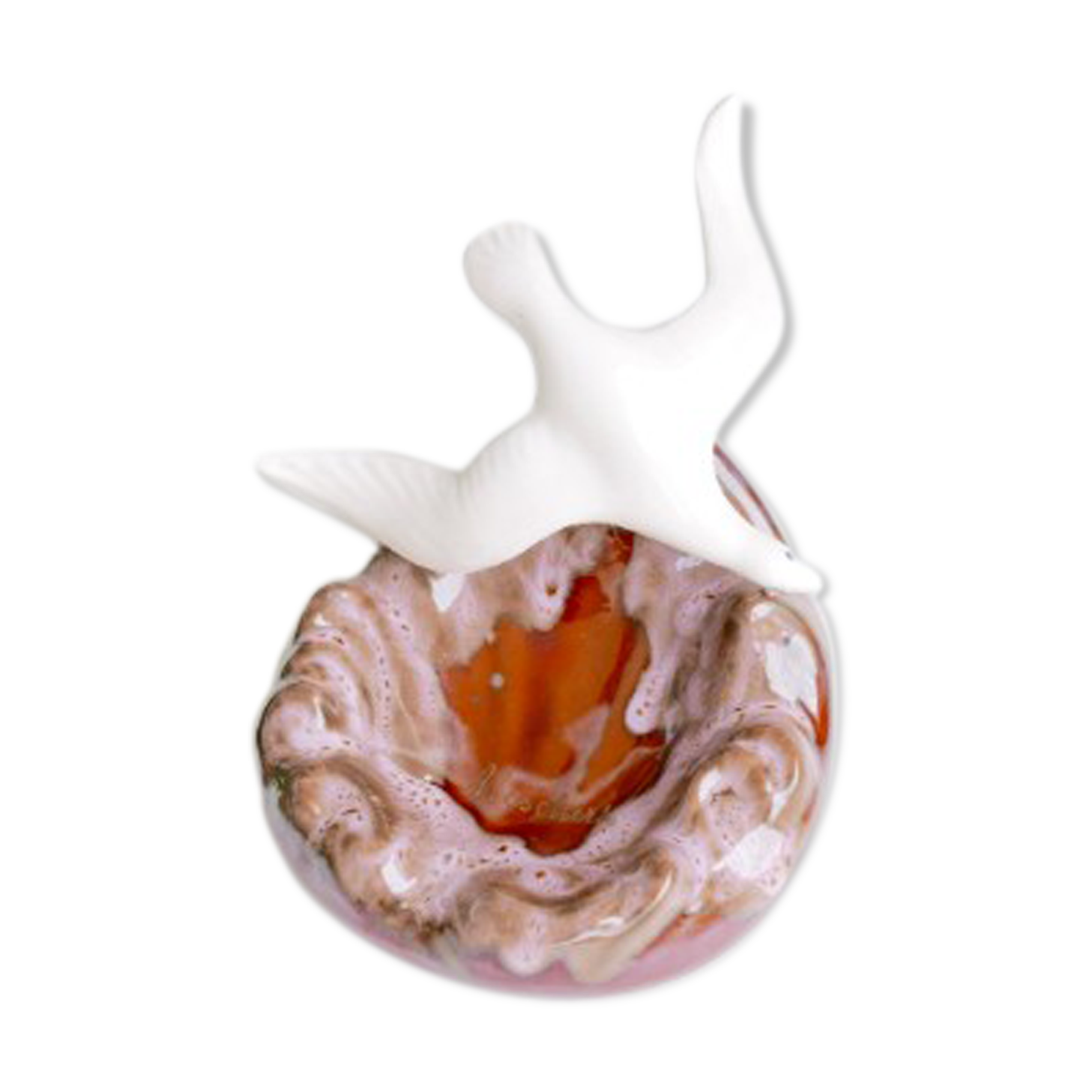 Ashtray with ceramic bird, 60s