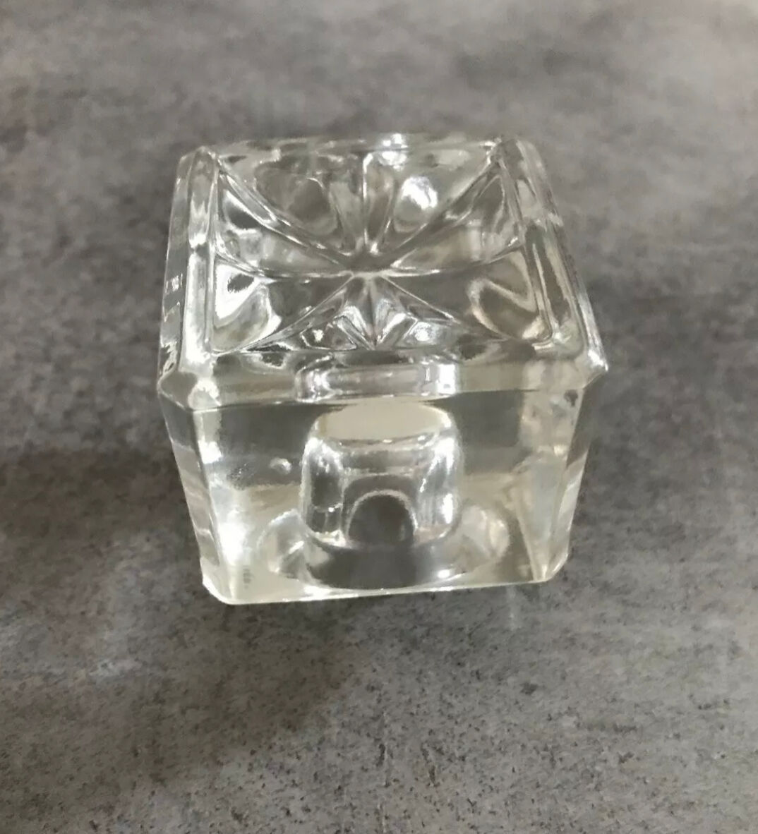 Candle holder holder -candle table vintage glass square shape