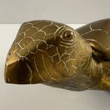 Hollywood Regency, brass turtle sculpture/box, France, 1970s